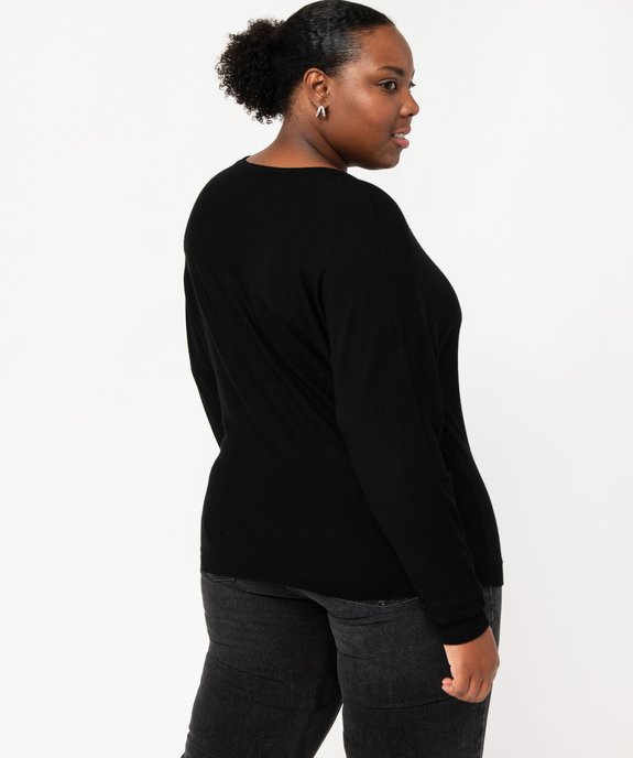 Pull col V zippé avec manches chauve-souris femme grande taille vue3 - GEMO 4G GT - GEMO