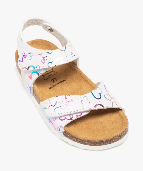 Sandales bébé fille à semelle liège et brides scratch imprimées vue5 - GEMO(BEBE DEBT) - GEMO