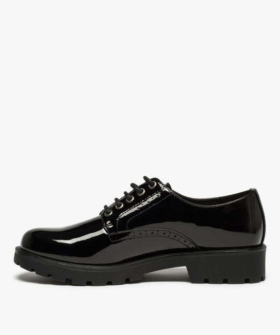 Derbies femme unis et vernis à semelle crantée vue3 - GEMO (CASUAL) - GEMO