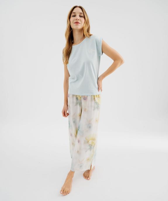 Haut de pyjama manches courtes loose à revers et broderie femme vue4 - GEMO 4G FEMME - GEMO