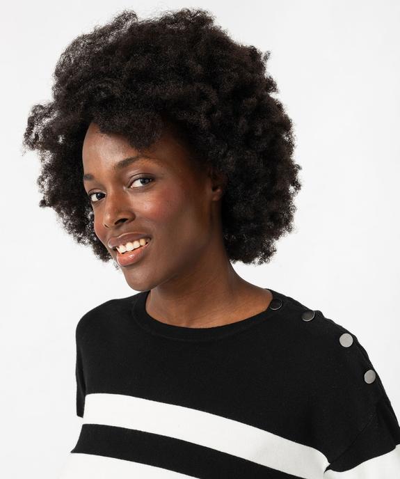 Pull fin à larges rayures avec boutons sur l’épaule femme vue2 - GEMO 4G FEMME - GEMO