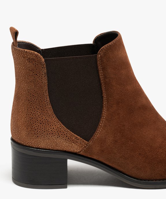 Chelsea boots dessus cuir à petit talon femme vue6 - TANEO - GEMO