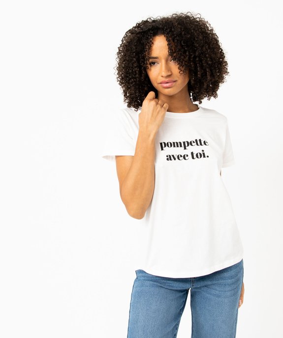 Tee-shirt à manches courtes avec message femme vue7 - GEMO(FEMME PAP) - GEMO
