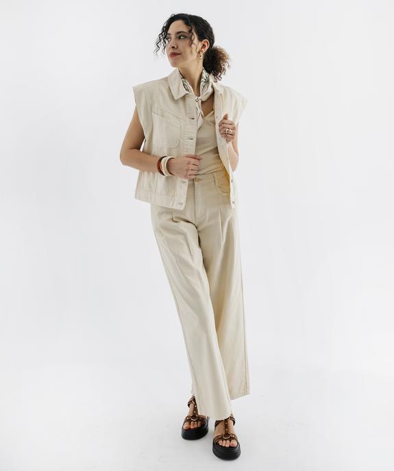 Veste en jean sans manches avec poches asymétriques femme vue4 - GEMO 4G FEMME - GEMO