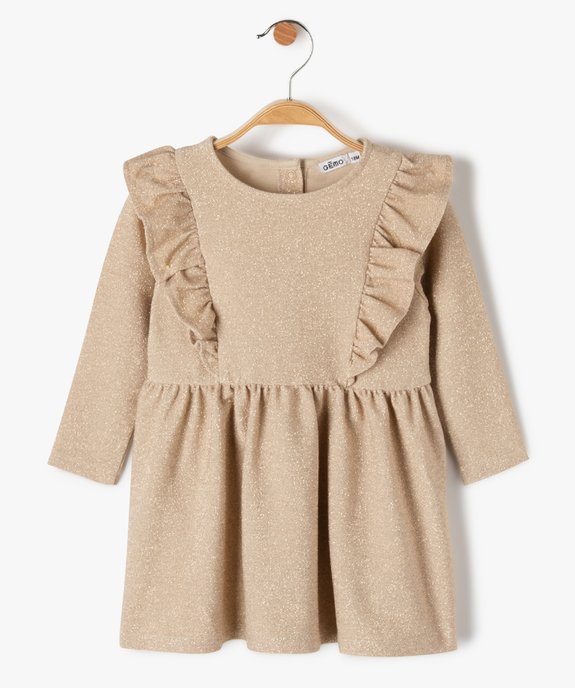 Robe bébé fille à paillettes avec volant sur le buste à manches longues vue1 - GEMO(BEBE DEBT) - GEMO