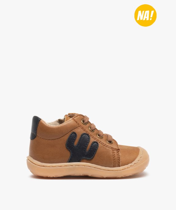 Bottillons premiers pas bébé garçon zippés en cuir – NA! vue1 - NA! - GEMO