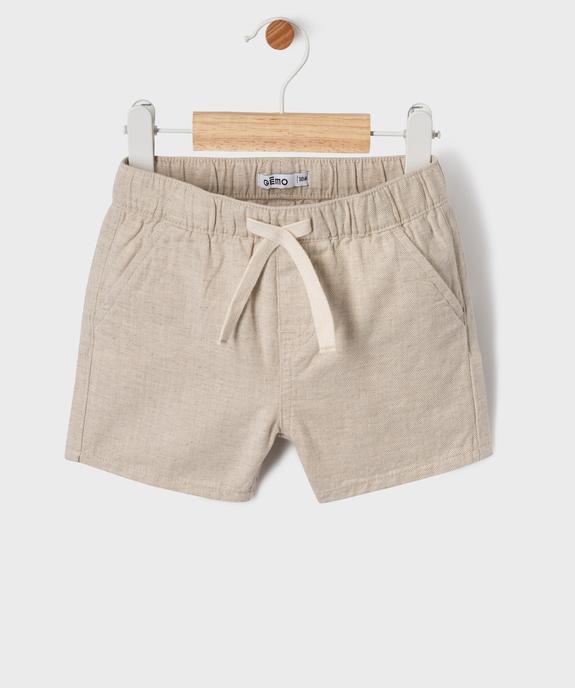 Short en coton et lin avec ceinture ajustable bébé garçon vue1 - GEMO(BEBE DEBT) - GEMO