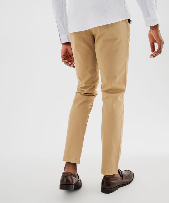 Pantalon chino coupe slim en toile de coton stretch au coloris unique homme vue3 - GEMO 4G HOMME - GEMO