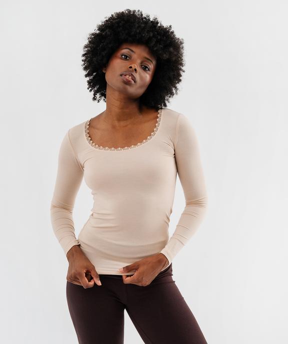 Tee-shirt thermique à manches longues et col rond femme vue6 - GEMO(HOMWR FEM) - GEMO