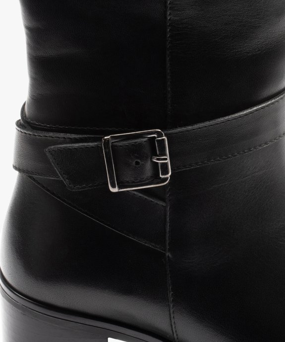 Bottes femme à talon dessus cuir uni et bride à boucle - Tanéo vue6 - TANEO - GEMO