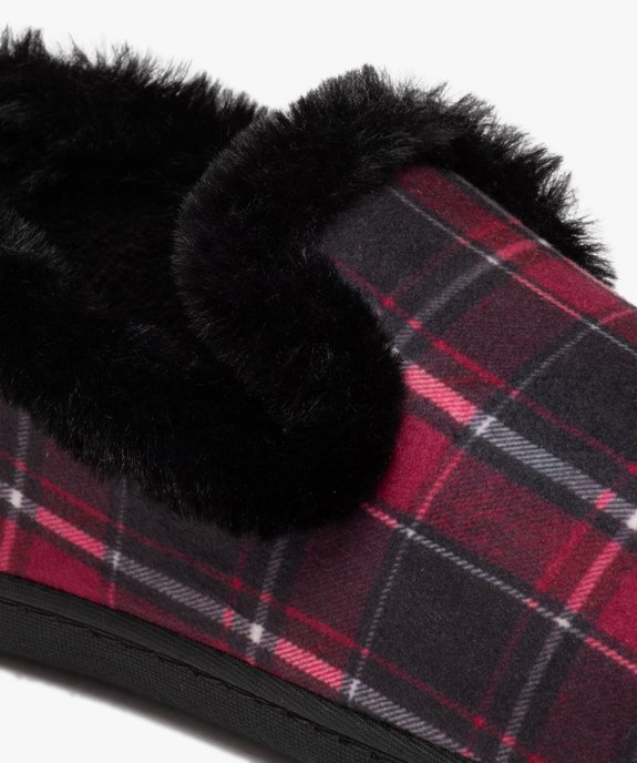Chaussons femme pantoufles fourrées à carreaux - Isotoner vue6 - ISOTONER - GEMO