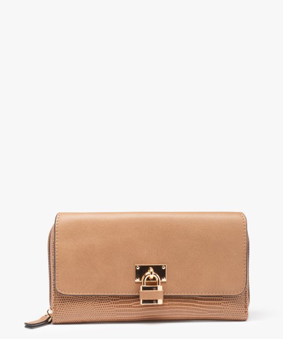 Portefeuille femme multimatière et multipoche à cadenas décoratif vue1 - GEMO (ACCESS) - GEMO