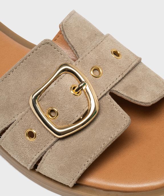 Mules en cuir suédé à bout ouvert femme - Tanéo vue6 - TANEO - GEMO