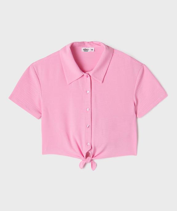 Chemise courte blousante en crêpe froissé fille vue1 - GEMO 4G FILLE - GEMO