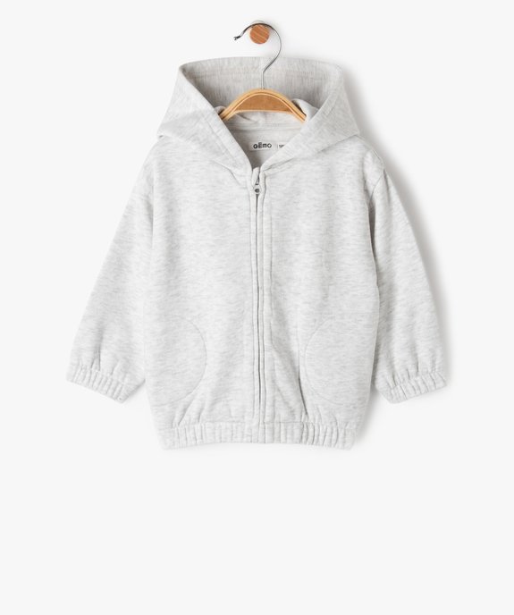 Sweat bébé fille à capuche et fermeture zippée vue1 - GEMO(BEBE DEBT) - GEMO