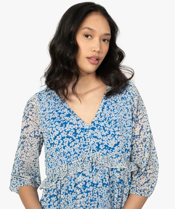 Robe femme imprimée à volant et manches 3/4 vue3 - GEMO(FEMME PAP) - GEMO