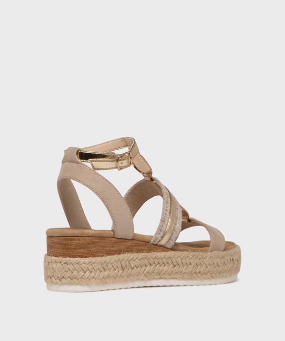 Sandales compensées à semelle plateforme en corde et détails bijoux dorés femme vue4 - VALENTINA BALDA - GEMO