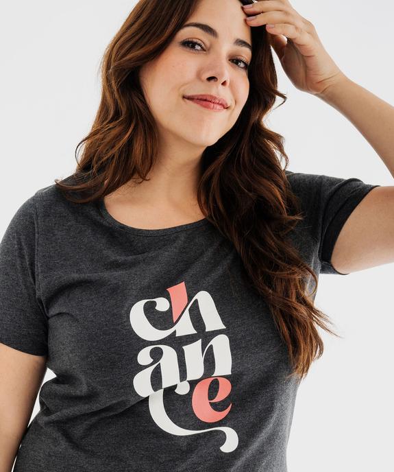 Chemise de nuit à manches courtes avec motifs femme grande taille vue2 - GEMO 4G FEMME - GEMO