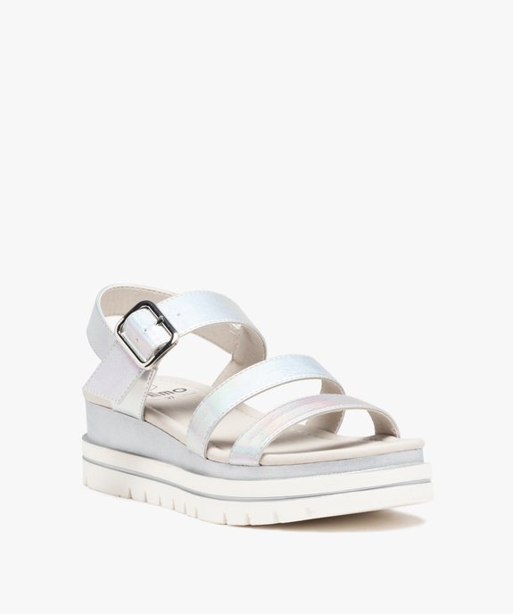 Sandales femme compensées à brides irisées vue2 - GEMO(URBAIN) - GEMO