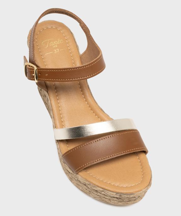 Sandales dessus cuir avec semelle compensée femme - Tanéo vue5 - TANEO - GEMO