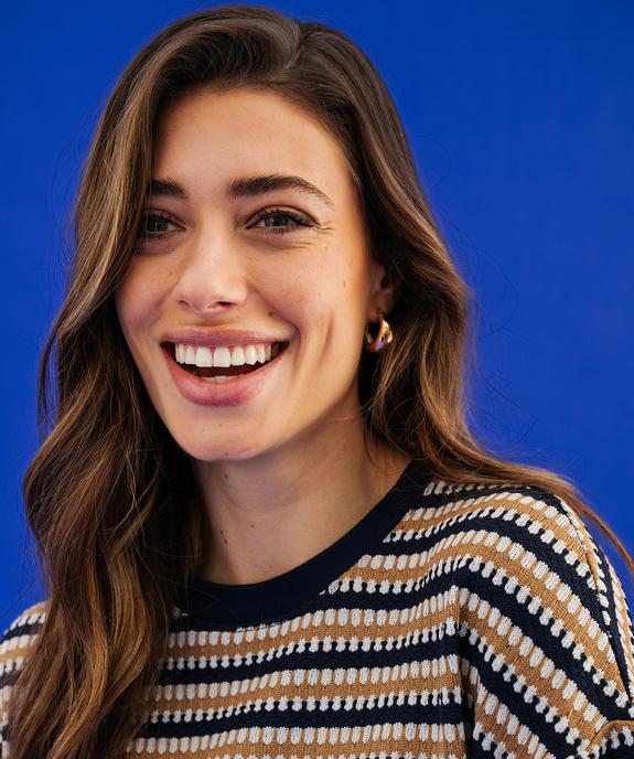 Tee-shirt manches courtes loose en maille stretch femme vue3 - GEMO(FEMME PAP) - GEMO