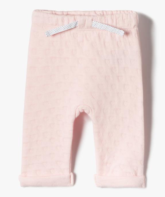 Pantalon bébé fille en maille effet matelassé vue1 - GEMO(BB COUCHE) - GEMO