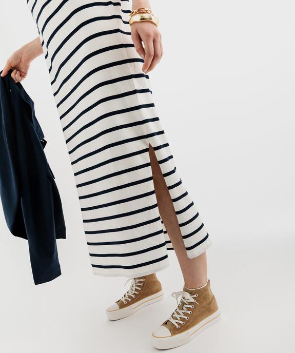 Robe tee-shirt longue à manches courtes rayée femme - LuluCastagnette vue2 - LULU CASTAGNETTE GEMO FOR GOOD - GEMO