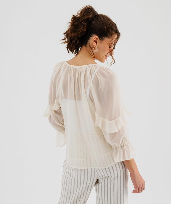 Blouse en voile à manches 3/4 et volants femme vue3 - GEMO(FEMME PAP) - GEMO
