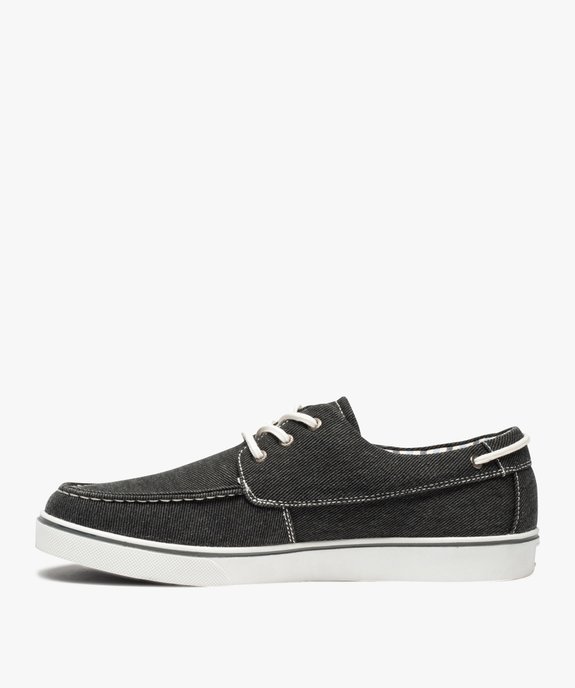 Chaussures bateau homme dessus en toile denim vue3 - GEMO (CASUAL) - GEMO