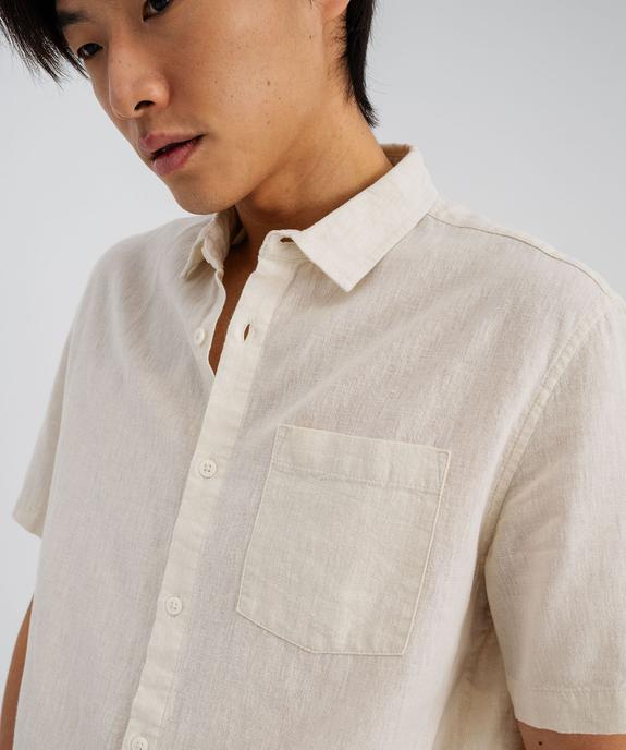 Chemise à manches courtes en lin et coton coupe regular homme vue5 - GEMO 4G HOMME - GEMO