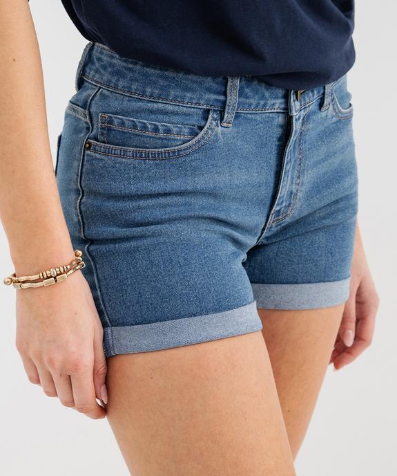 Short en jean stretch avec revers cousus femme vue2 - GEMO(FEMME PAP) - GEMO
