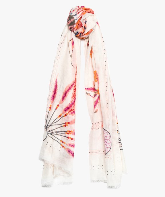 Foulard femme à motifs d’inspiration indienne et franges vue1 - GEMO (ACCESS) - GEMO