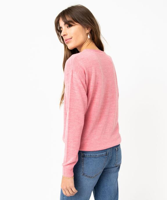 Pull à col rond finitions roulottées femme vue3 - GEMO(FEMME PAP) - GEMO