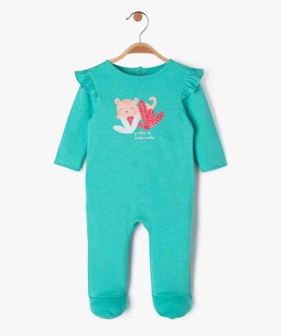 Pyjama dors-bien en coton avec volants sur les épaules bébé fille vue1 - GEMO 4G BEBE - GEMO