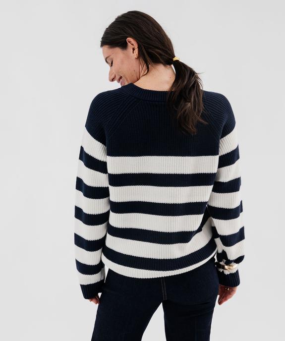 Pull rayé en côtes perlées esprit marinière femme - LuluCastagnette vue3 - LULU CASTAGNETTE GEMO FOR GOOD - GEMO