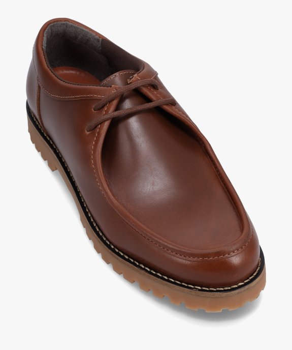 Chaussures bateau homme dessus cuir uni – Tanéo vue5 - TANEO - GEMO