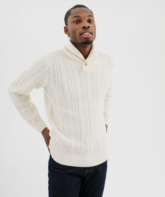 Pull col châle à torsades homme vue1 - GEMO (HOMME) - GEMO