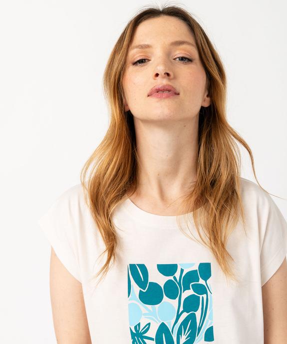Haut de pyjama à manches ultra courtes avec motif fleuri femme vue2 - GEMO 4G FEMME - GEMO