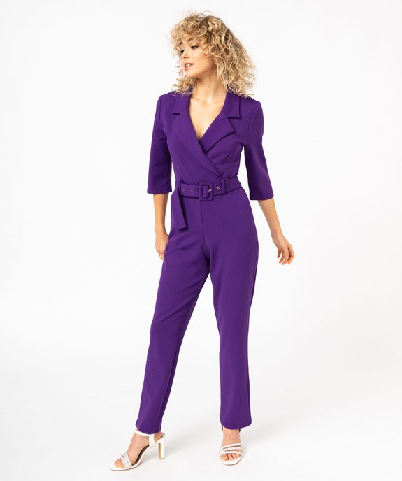 Combinaison pantalon avec col tailleur femme  vue1 - GEMO(FEMME PAP) - GEMO