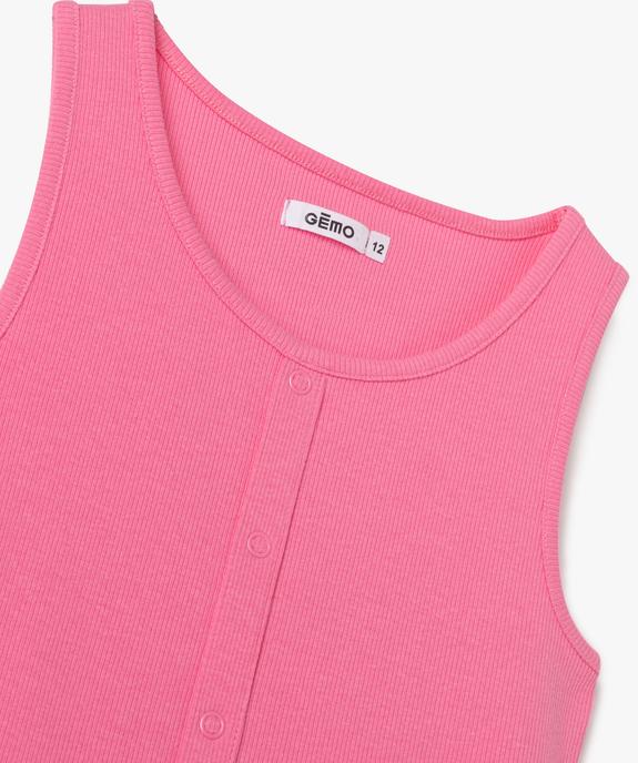 Débardeur en maille côtelée avec faux boutons pression fille vue3 - GEMO 4G FILLE - GEMO