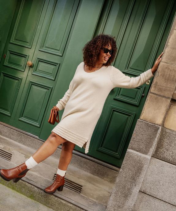 Robe pull à manches longues et finitions fantaisie femme grande taille vue1 - GEMO (G TAILLE) - GEMO