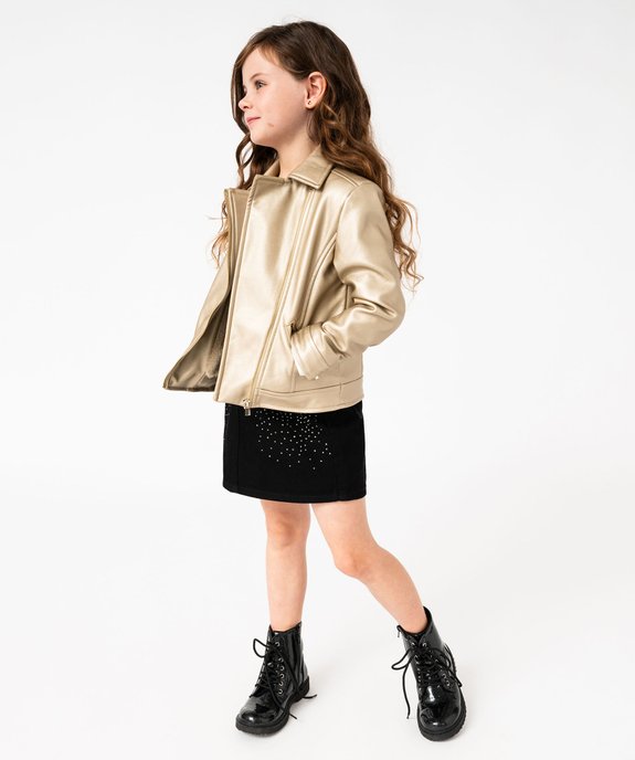 Blouson biker en cuir imitation fille vue6 - GEMO (ENFANT) - GEMO