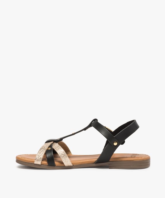 Sandales fille à brides bicolores et clous métalliques vue3 - GEMO (ENFANT) - GEMO