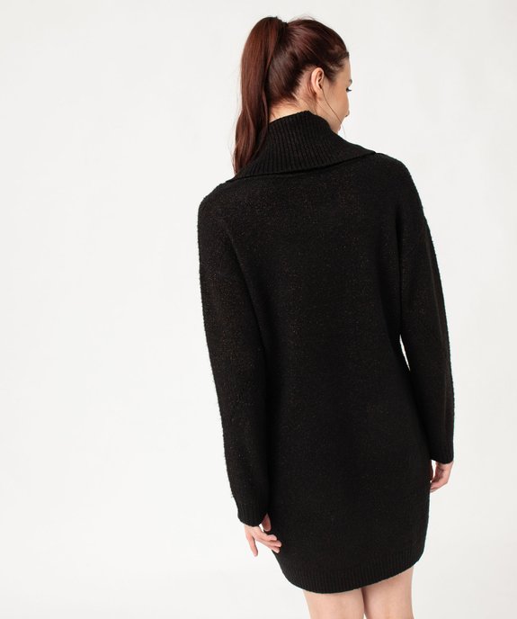 Robe pull pailletée avec grand col roulé femme vue3 - GEMO(FEMME PAP) - GEMO
