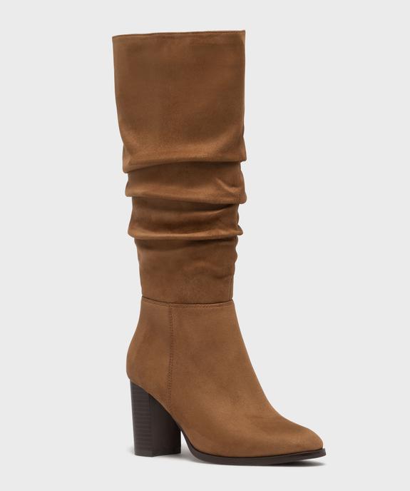 Bottes en suédine avec tige drapée femme - Follow Me vue2 - FOLLOW ME - GEMO
