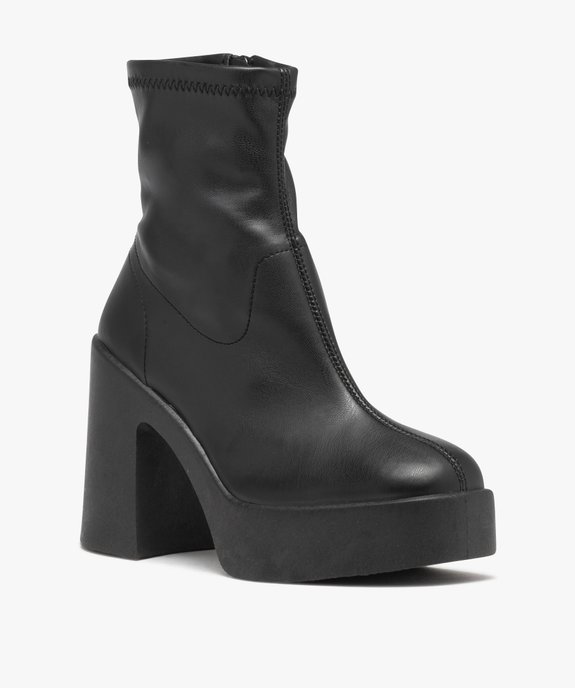 Boots femme unies à semelle plateforme et talon flare vue2 - GEMO(URBAIN) - GEMO