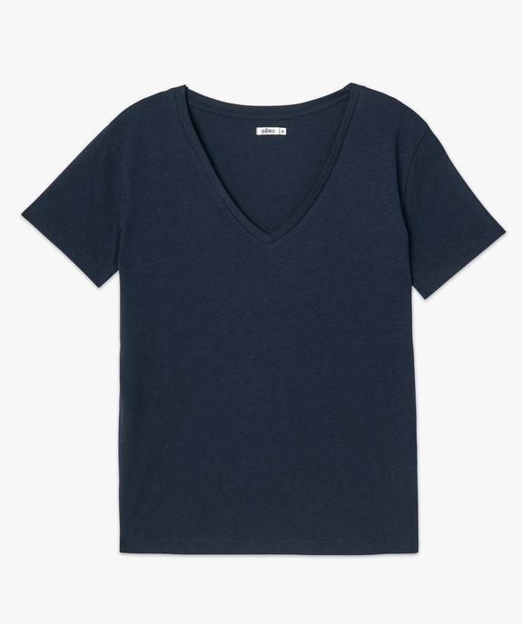 Tee-shirt femme à manches courtes avec col V vue4 - GEMO(FEMME PAP) - GEMO