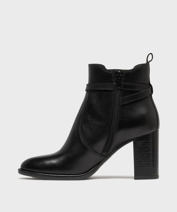Bottines en cuir à talon haut avec fermeture zippée femme - Tanéo vue3 - TANEO - GEMO