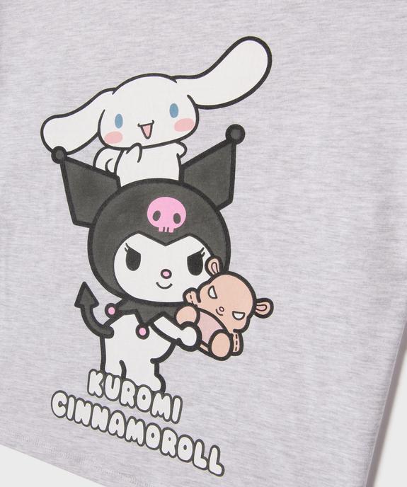 Pyjashort en jersey de coton imprimé haut loose fille - Kuromi  vue2 - HELLO KITTY - GEMO