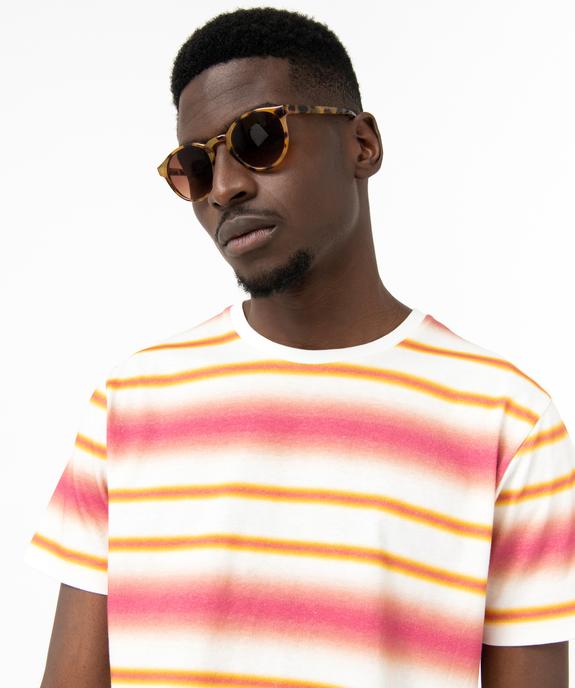 Tee-shirt à manches courtes et rayures fantaisie homme vue2 - GEMO 4G HOMME - GEMO